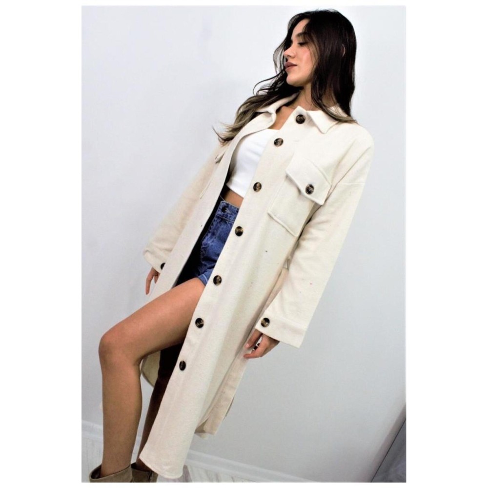 Pasaklı Giyim Pasaklı Giyim Kaşe Uzun Oduncu Tunik Elbise Ekru - Premium Kadın Giyim