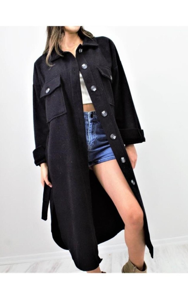 Pasaklı Giyim Kaşe Uzun Oduncu Tunik Elbise 3280350 Siyah