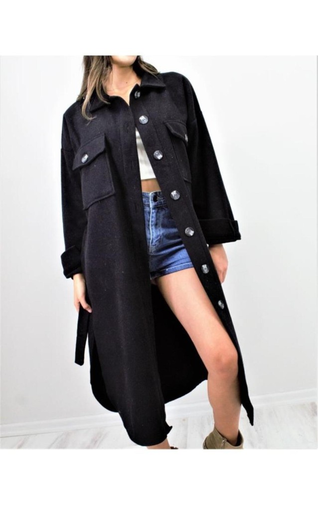 Pasaklı Giyim Kaşe Uzun Oduncu Tunik Elbise 3280350 Siyah