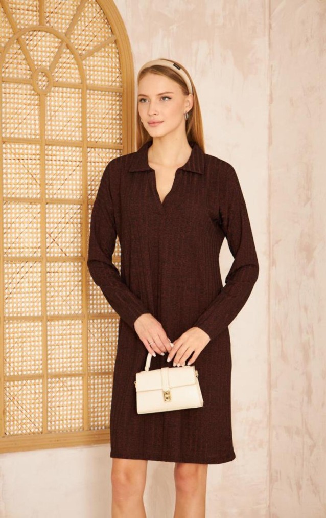 Pasaklı Giyim Polo Yaka Triko Elbise 2988176 Bordo