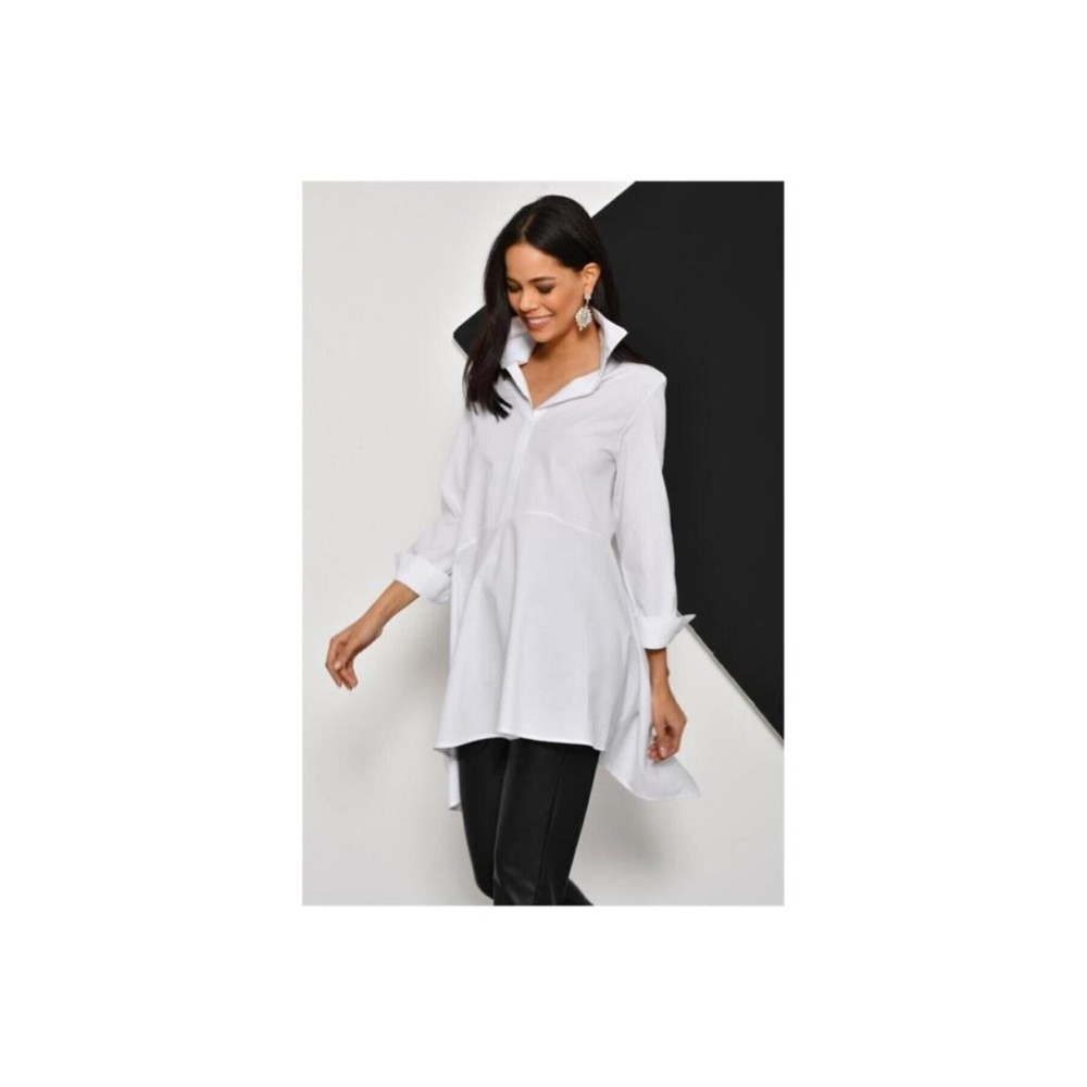 Pasaklı Giyim Pasaklı Giyim Kadın Asimetrik Tunik Gömlek-Tesettüre Uygun Beyaz - Premium Kadın Giyim