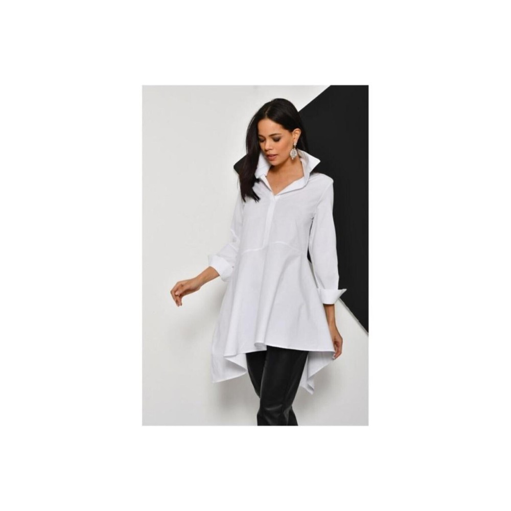 Pasaklı Giyim Pasaklı Giyim Kadın Asimetrik Tunik Gömlek-Tesettüre Uygun Beyaz - Premium Kadın Giyim