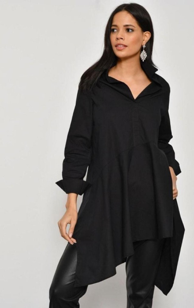Pasaklı Giyim Kadın Asimetrik Tunik Gömlek-Tesettüre Uygun 4912264 Siyah