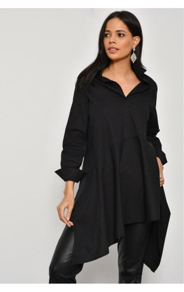 Pasaklı Giyim Kadın Asimetrik Tunik Gömlek-Tesettüre Uygun 4912264 Siyah