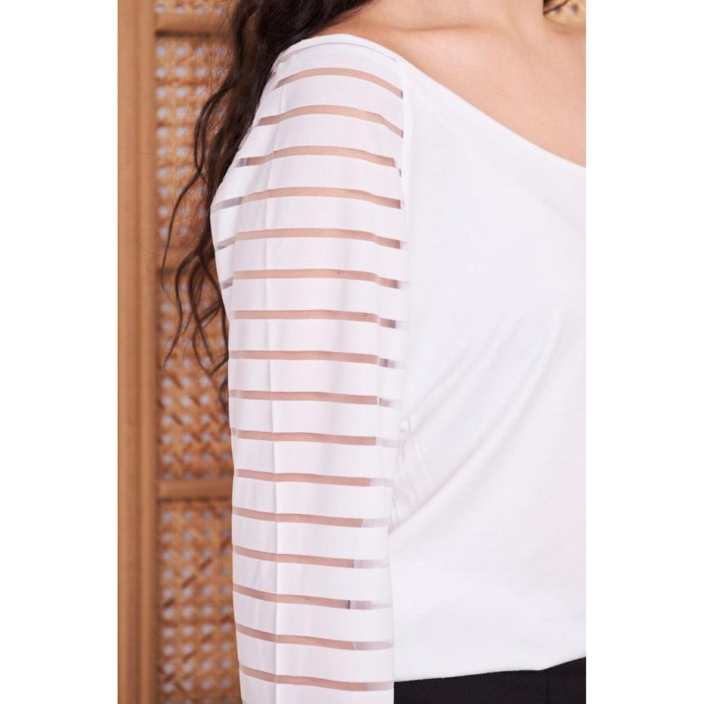 Pasaklı Giyim Pasaklı Giyim Kadın Kol Detaylı Bluz Beyaz - Premium Kadın Giyim