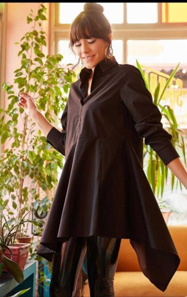 Pasaklı Giyim Kadın Asimetrik Tunik Gömlek-Tesettüre Uygun 4912264 Siyah