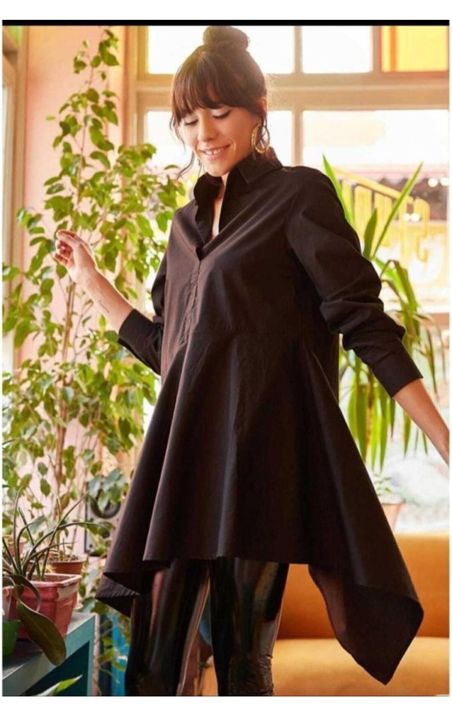 Pasaklı Giyim Kadın Asimetrik Tunik Gömlek-Tesettüre Uygun 4912264 Siyah