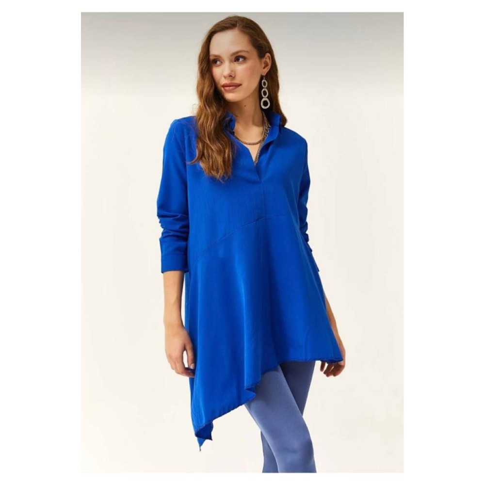 Pasaklı Giyim Pasaklı Giyim Kadın Asimetrik Tunik Gömlek-Tesettüre Uygun Saks - Premium Kadın Giyim