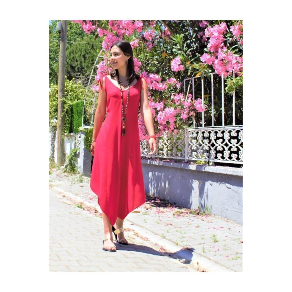 Pasaklı Giyim Pasaklı Giyim Kadın Viskon Pantolon Etek Tulum Kırmızı - Premium Kadın Giyim