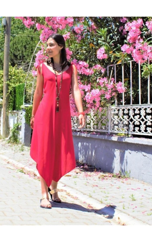 Pasaklı Giyim Kadın Viskon Pantolon Etek Tulum H5002308 Kırmızı