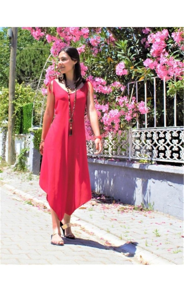 Pasaklı Giyim Kadın Viskon Pantolon Etek Tulum H5002308 Kırmızı