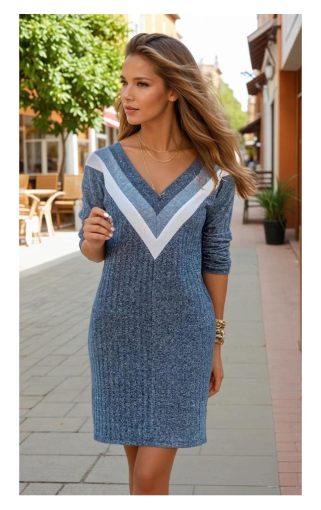 Pasaklı Giyim Kadın Garnili Yumoş Triko Elbise 2994240 Lacivert