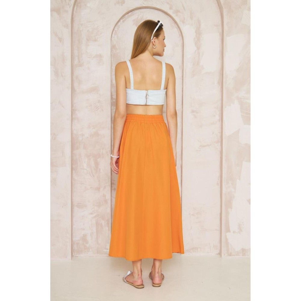 Pasaklı Giyim Pasaklı Giyim Kadın Poplin Etek Turuncu - Premium Kadın Giyim
