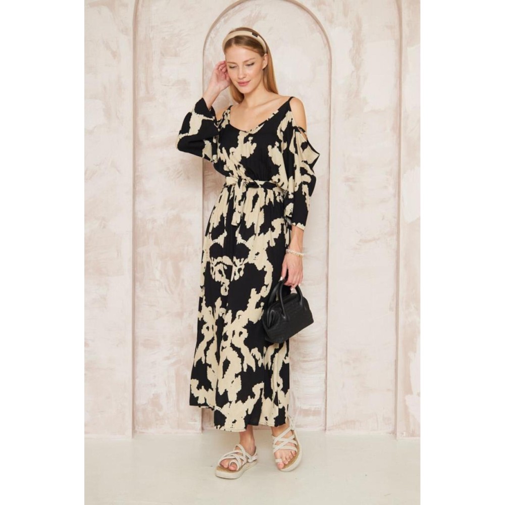 Pasaklı Giyim Pasaklı Giyim Kadın Omuz Dekolte Elbise Siyah - Premium Kadın Giyim