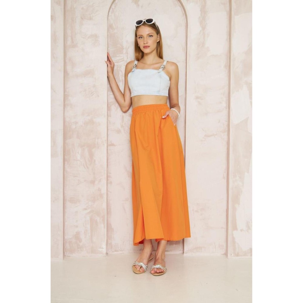 Pasaklı Giyim Pasaklı Giyim Kadın Poplin Etek Turuncu - Premium Kadın Giyim