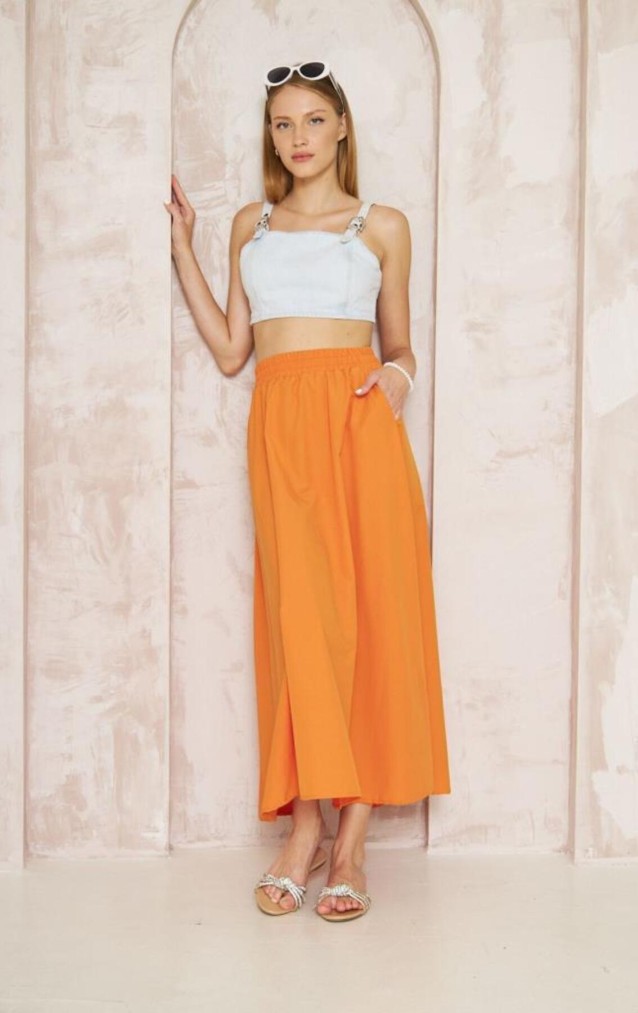 Pasaklı Giyim Kadın Poplin Etek 3623250 Turuncu