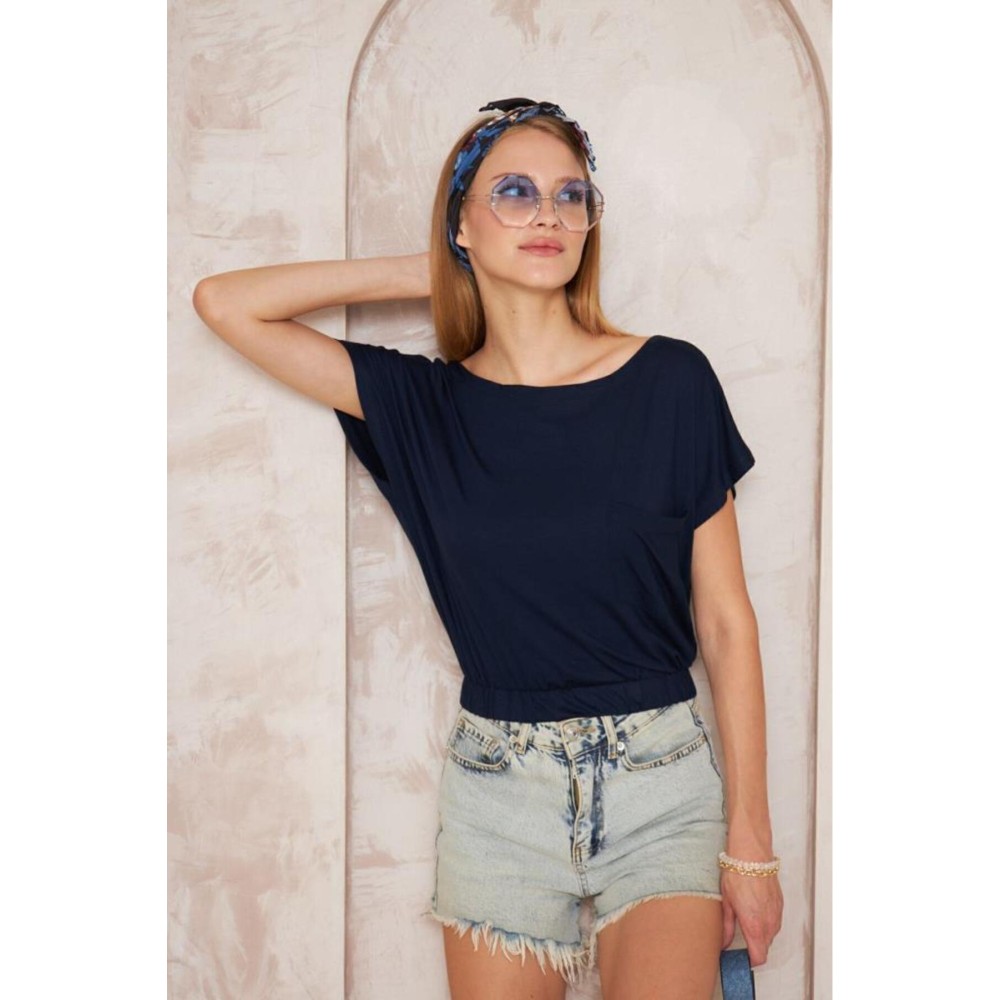 Pasaklı Giyim Pasaklı Giyim Kadın Eteği Lastikli Crop Lacivert - Premium Kadın Giyim