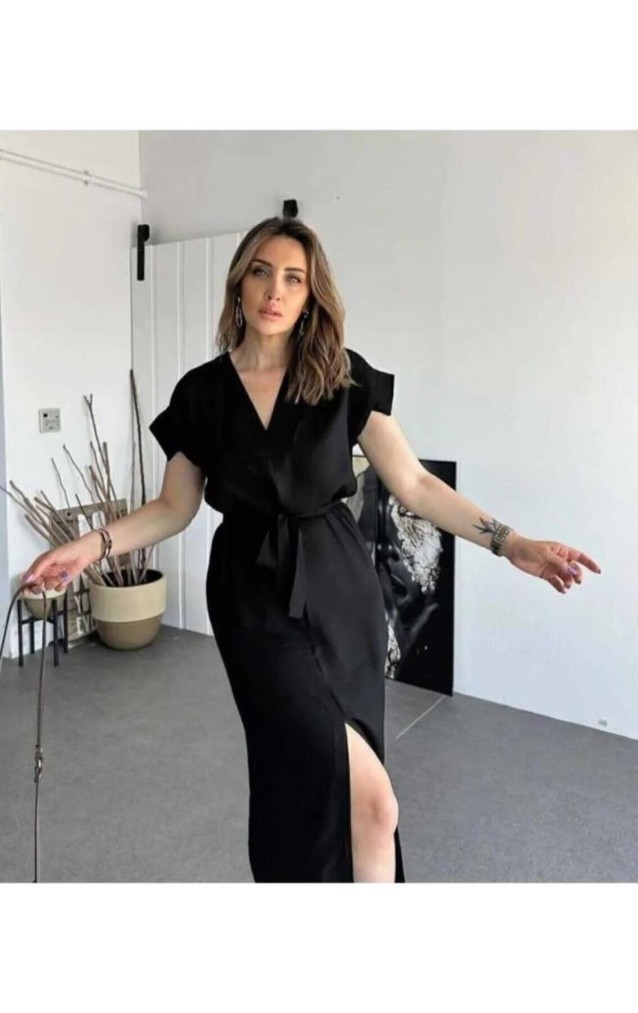 Pasaklı Giyim Kadın Yırtmaçlı Elbise 3221420 Siyah