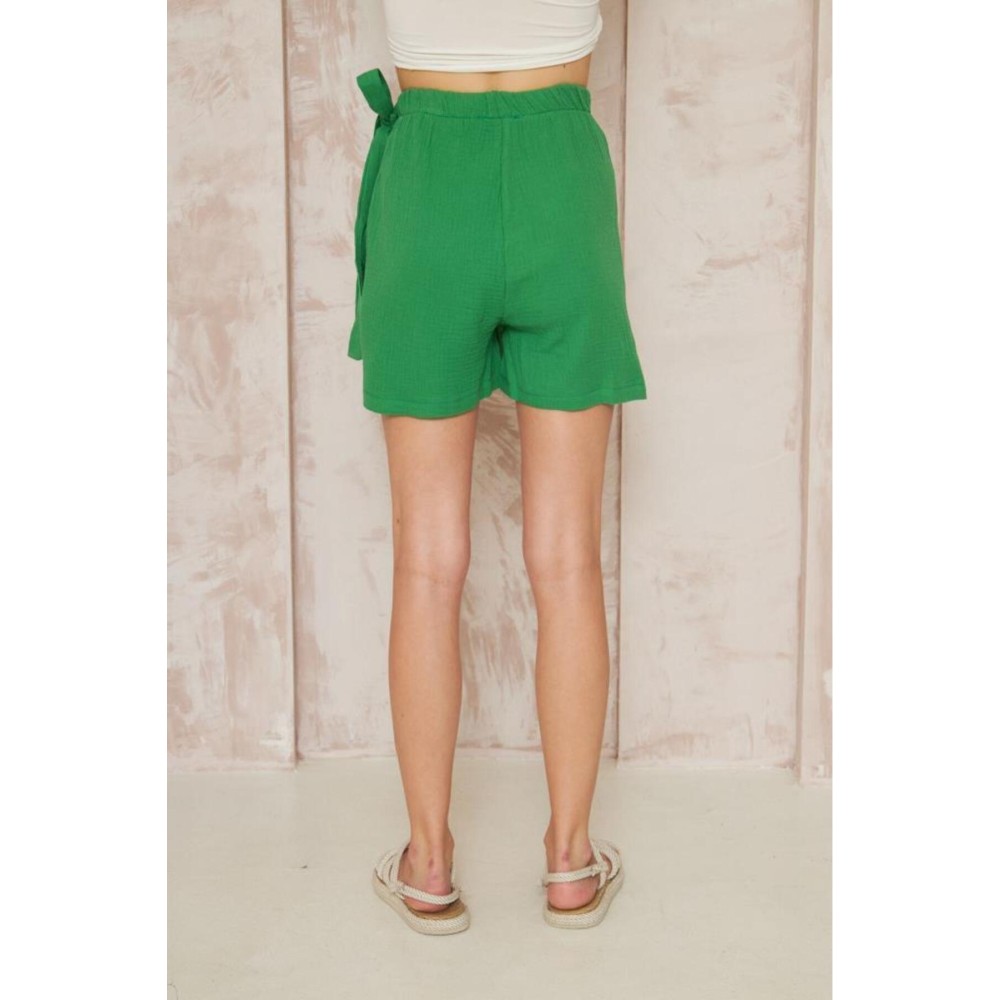 Pasaklı Giyim Pasaklı Giyim Kadın Müslin Pamuk Yandan Bağlamalı Şort Etek Benetton Yeşil - Premium Kadın Giyim