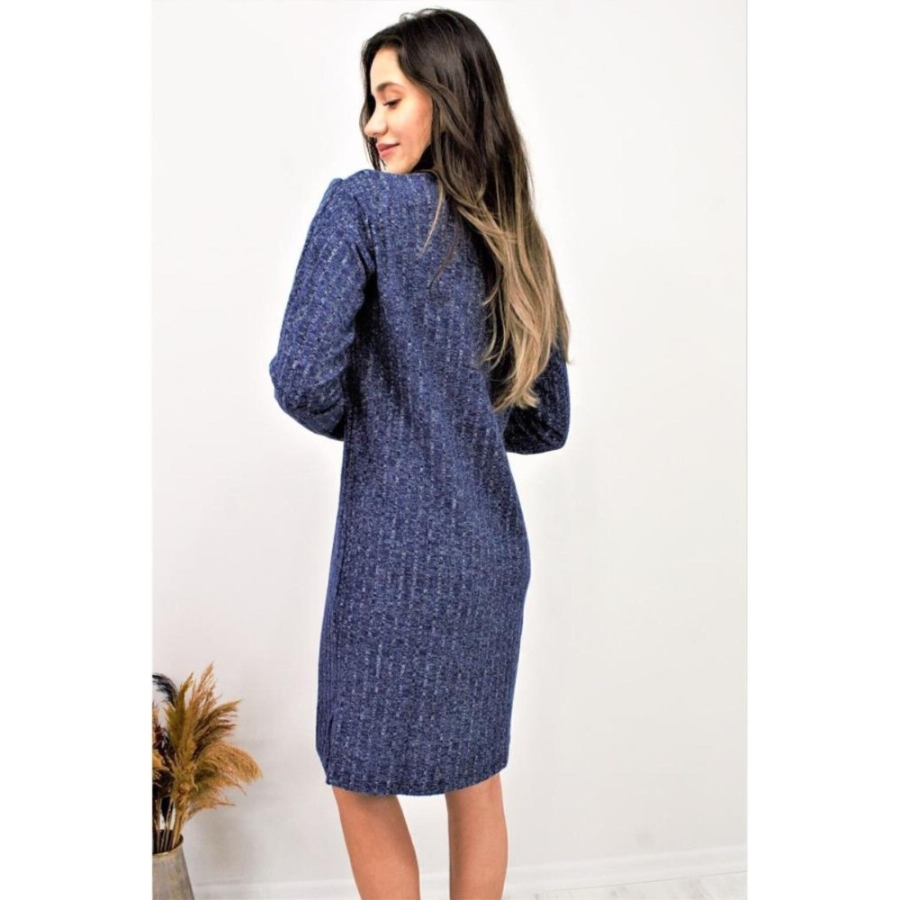 Pasaklı Giyim Pasaklı Giyim Kadın Garnili Yumoş Triko Elbise Lacivert - Premium Kadın Giyim