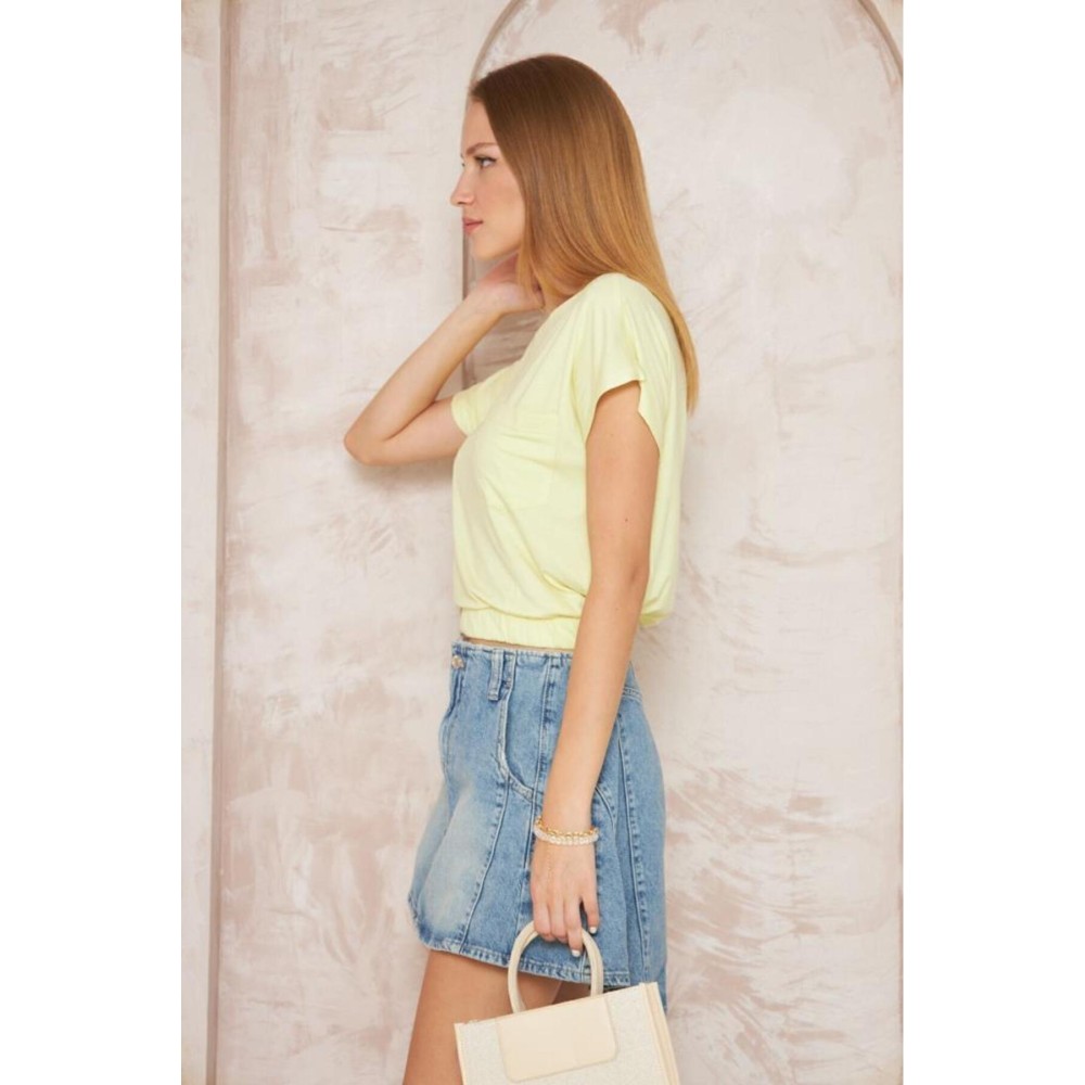 Pasaklı Giyim Pasaklı Giyim Kadın Eteği Lastikli Crop Sarı - Premium Kadın Giyim