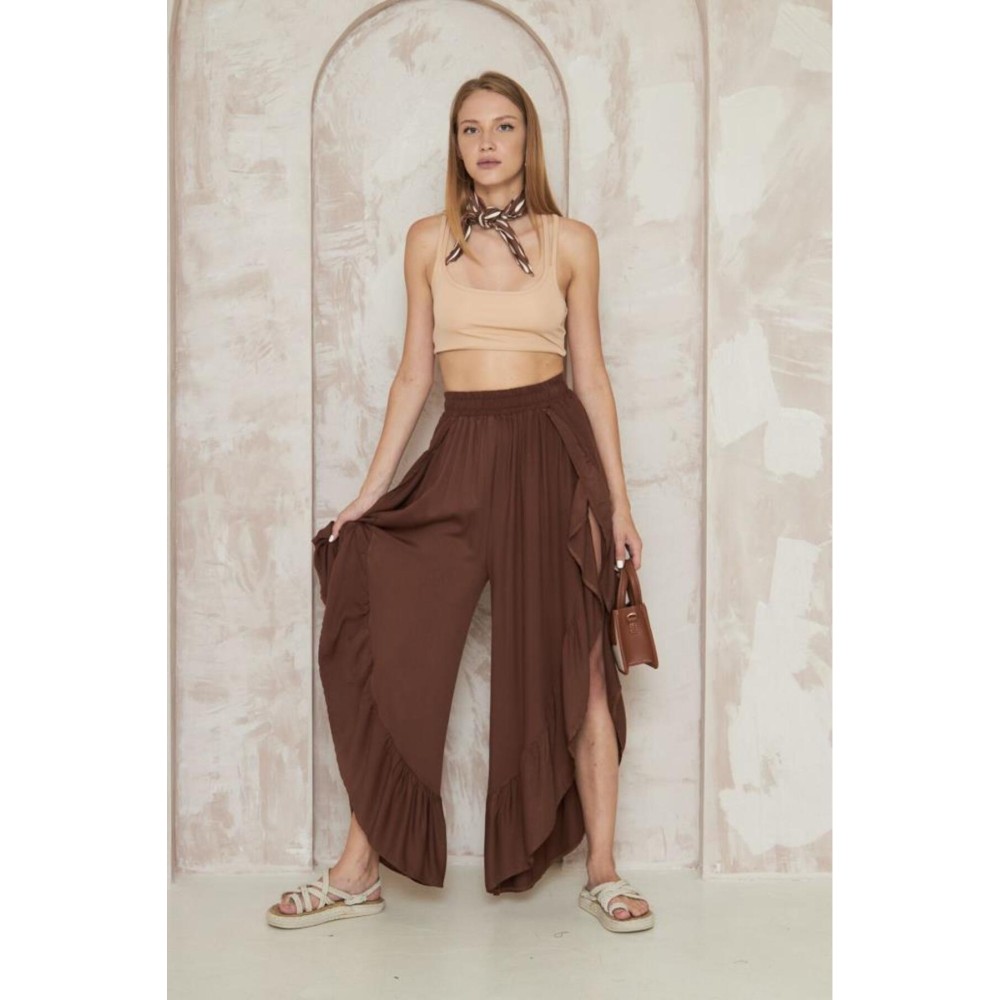 Pasaklı Giyim Pasaklı Giyim Bohem Pantolon Etek Kahverengi - Premium Kadın Giyim