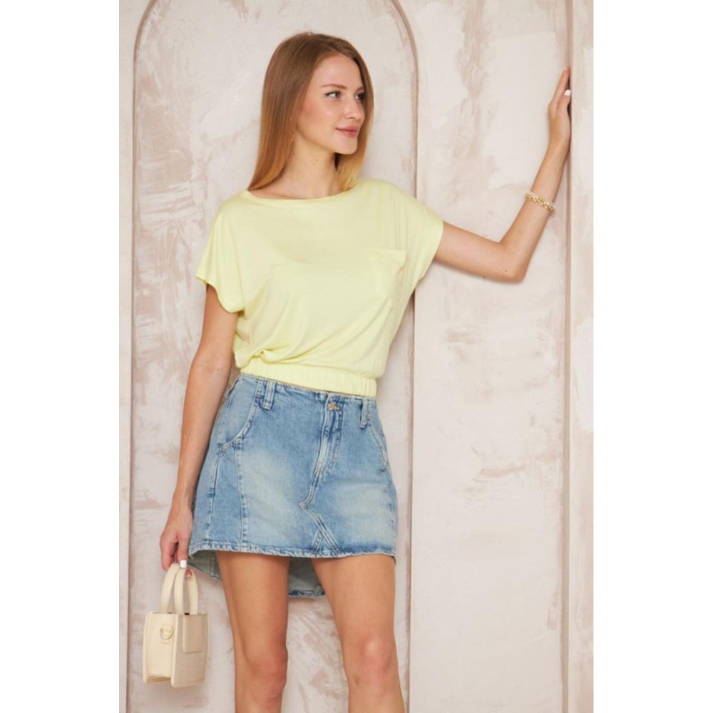 Pasaklı Giyim Pasaklı Giyim Kadın Eteği Lastikli Crop Sarı - Premium Kadın Giyim