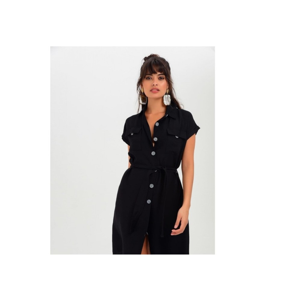 Pasaklı Giyim Pasaklı Giyim Kadın Safari Elbise Siyah - Premium Kadın Giyim