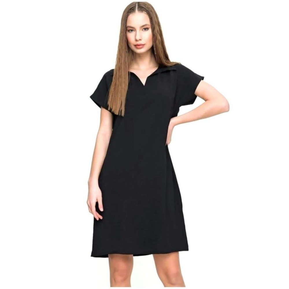 Pasaklı Giyim Pasaklı Giyim Kadın Polo Yaka Elbise Siyah - Premium Kadın Giyim