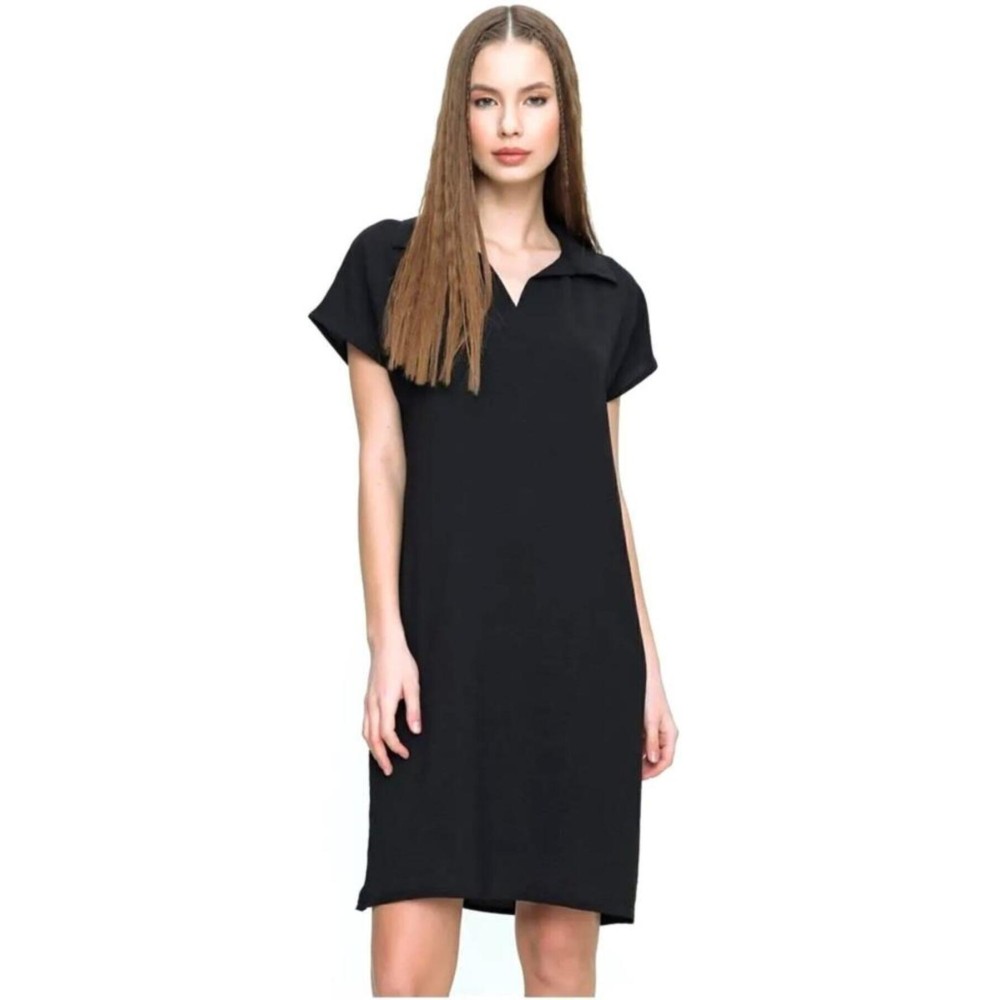 Pasaklı Giyim Pasaklı Giyim Kadın Polo Yaka Elbise Siyah - Premium Kadın Giyim