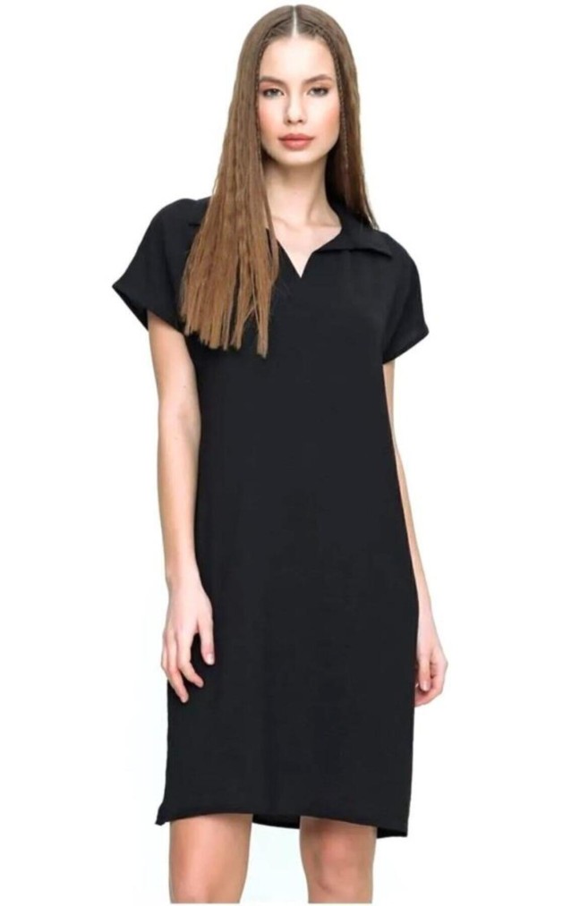 Pasaklı Giyim Kadın Polo Yaka Elbise 2883310 Siyah