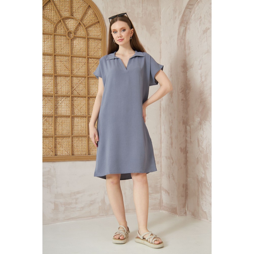 Pasaklı Giyim Pasaklı Giyim Kadın Polo Yaka Elbise Gri - Premium Kadın Giyim