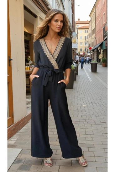 Pasaklı Giyim Kadın Hasır Detaylı Tulum 2946462 Siyah