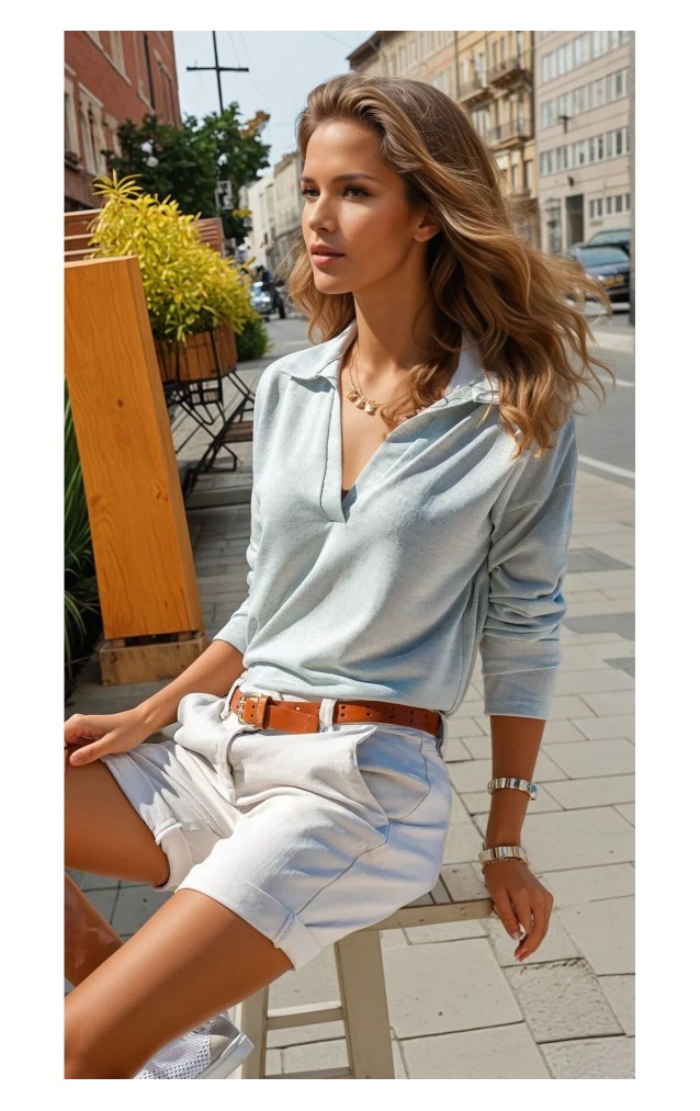 Pasaklı Giyim Kadın Polo Yaka Keten Bluz 2940187 Mint