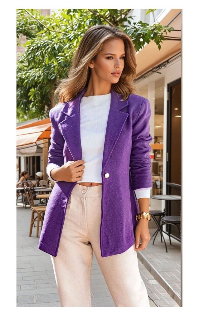 Pasaklı Giyim Kadın Astarlı Kaşe Blazer Ceket 3449451 Mürdüm