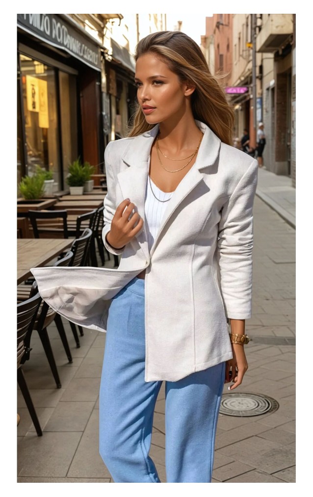 Pasaklı Giyim Kadın Astarlı Kaşe Blazer Ceket 3449451 Beyaz