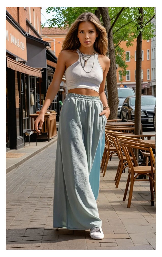 Pasaklı Giyim Beli Lastikli Tensel Kumaş Pantolon 3391341 Mint Yeşil