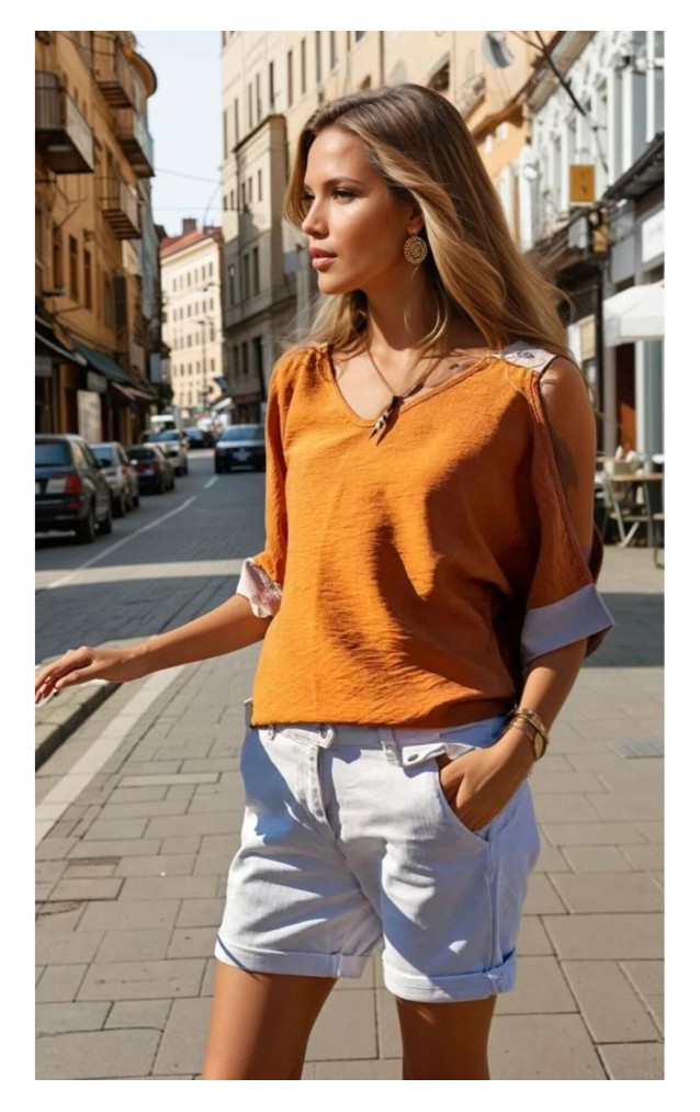 Pasaklı Giyim Kadın Omuz Dekolteli Bluz 2923220 Kiremit