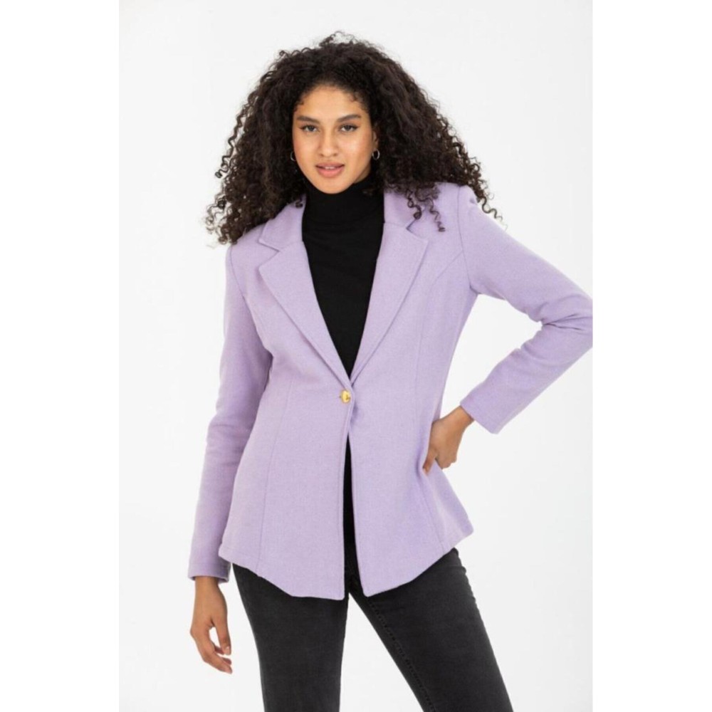 Pasaklı Giyim Pasaklı Giyim Kadın Astarlı Kaşe Blazer Ceket Lila - Premium Kadın Giyim