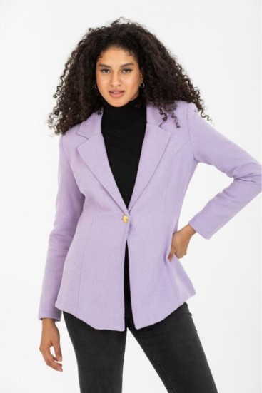 Pasaklı Giyim Kadın Astarlı Kaşe Blazer Ceket 3449451 Lila