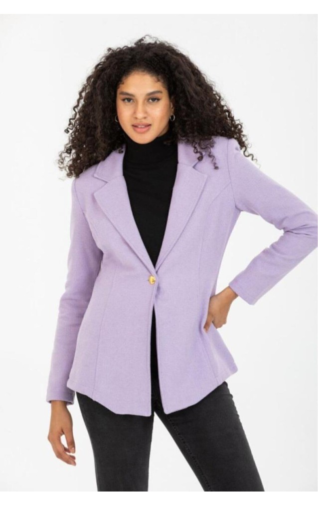 Pasaklı Giyim Kadın Astarlı Kaşe Blazer Ceket 3449451 Lila
