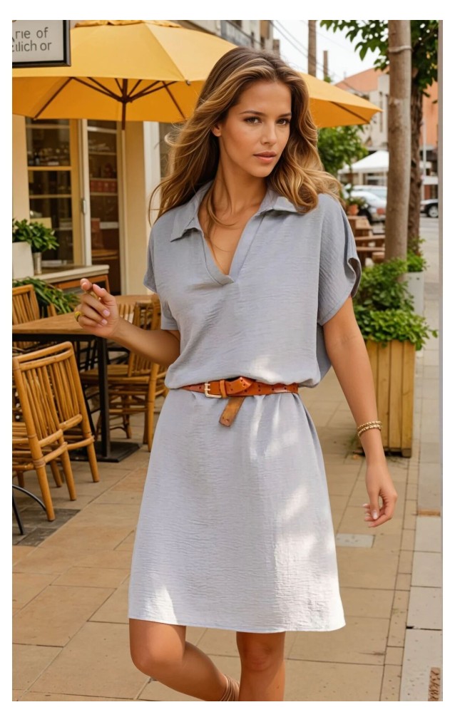 Pasaklı Giyim Kadın Polo Yaka Elbise 2883310 Gri