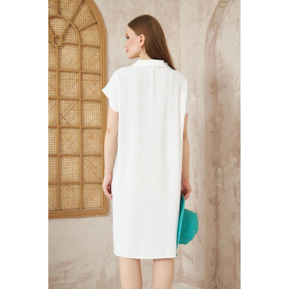 Pasaklı Giyim Pasaklı Giyim Kadın Polo Yaka Elbise Ekru - Premium Kadın Giyim
