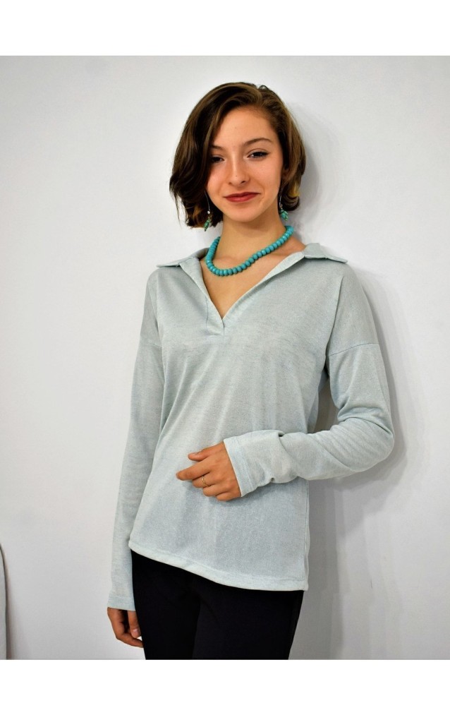 Pasaklı Giyim Kadın Polo Yaka Keten Bluz 2940187 Mint