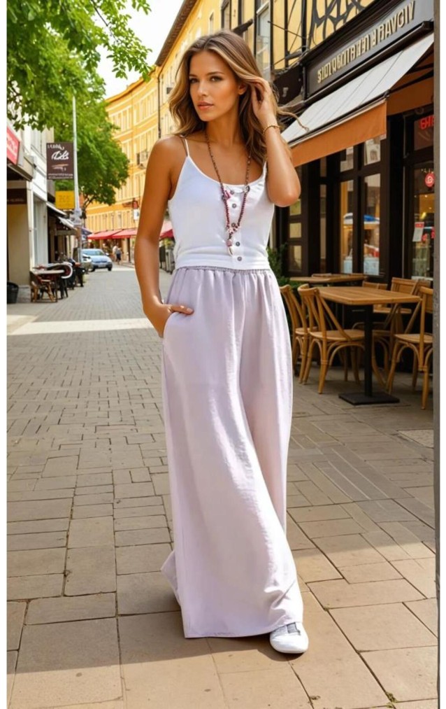 Pasaklı Giyim Beli Lastikli Tensel Kumaş Pantolon 3391341 Taş