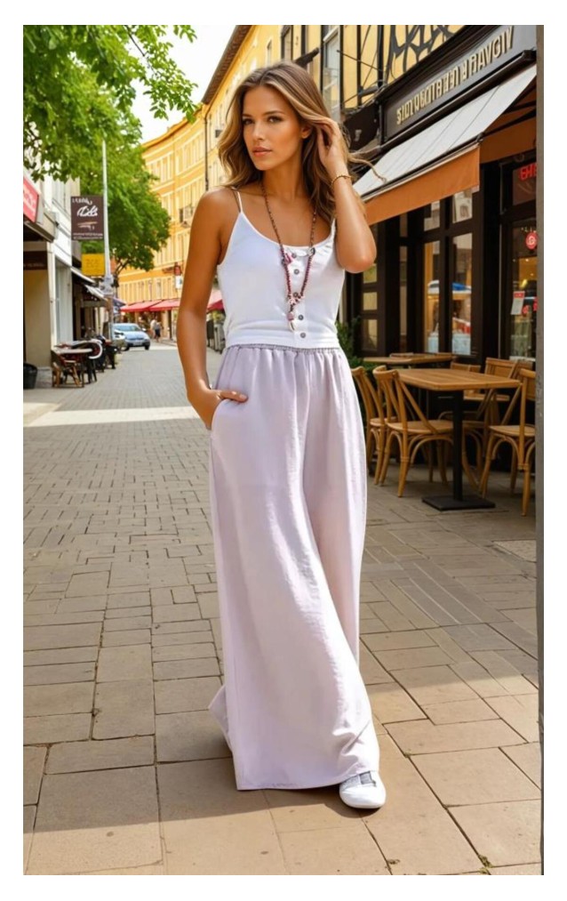 Pasaklı Giyim Beli Lastikli Tensel Kumaş Pantolon 3391341 Taş