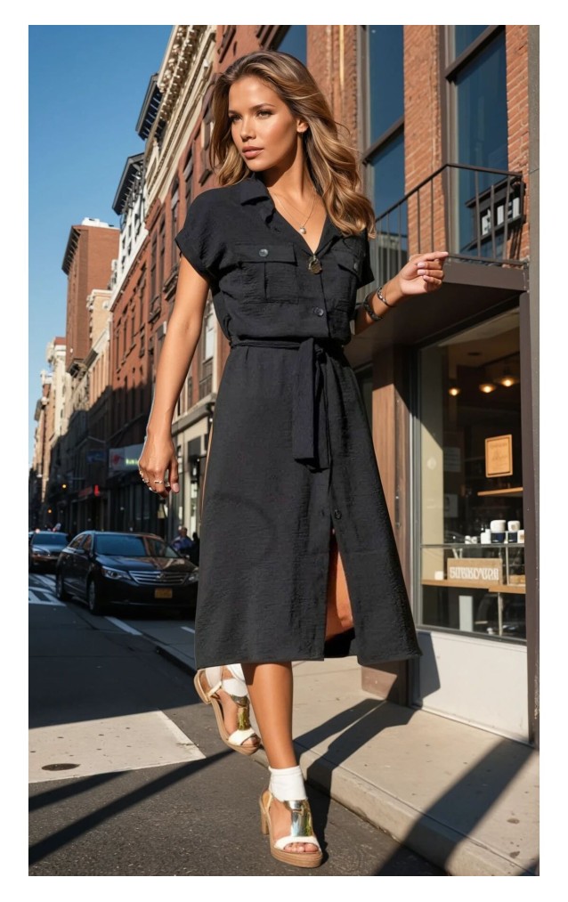 Pasaklı Giyim Kadın Safari Elbise K4045410 Siyah