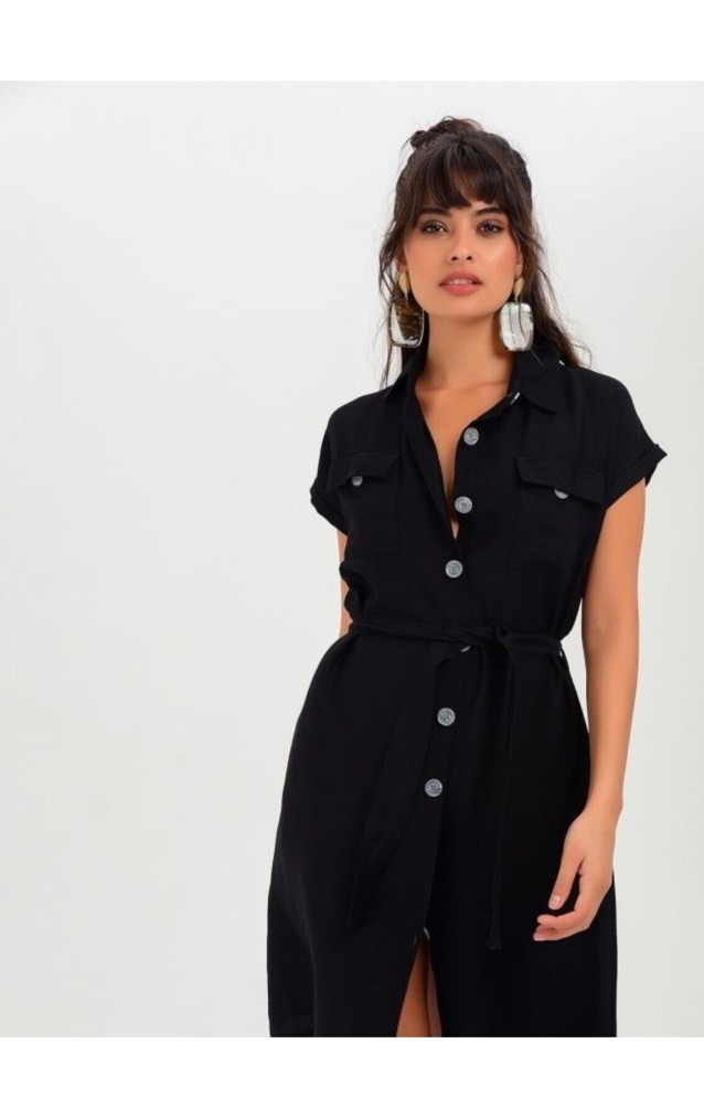 Pasaklı Giyim Kadın Safari Elbise K4045410 Siyah