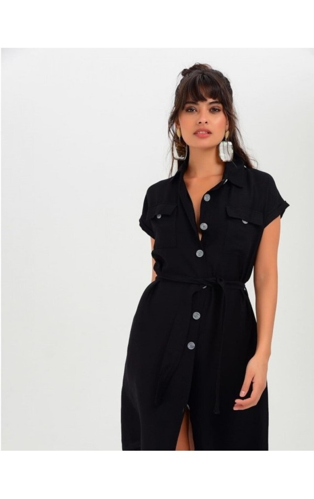 Pasaklı Giyim Kadın Safari Elbise K4045410 Siyah