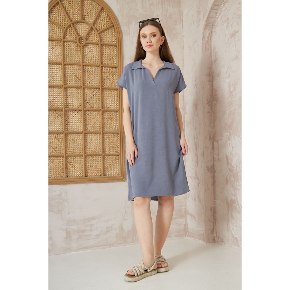Pasaklı Giyim Pasaklı Giyim Kadın Polo Yaka Elbise Gri - Premium Kadın Giyim